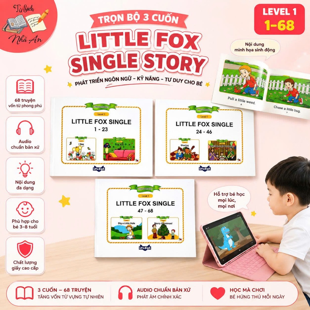 Sách - Trọn bộ 3 cuốn Little Fox Single - Little Fox level 1 dành cho bé mới bắt đầu