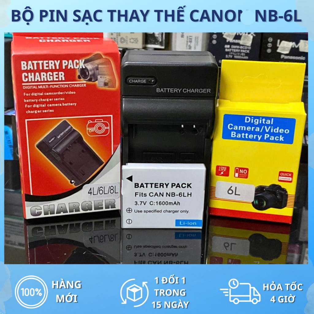 Bộ Pin, Sạc Thay Thế Canon NB-6L/6LH Cho IXUS 85 IS, 95 IS IXUS 105 IS, 110 IS IXUS 200 IS, 210 IS I