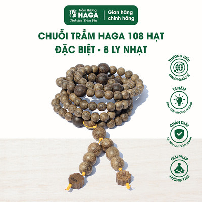 Chuỗi Trầm HAGA 108 Hạt Đặc Biệt - 8 Ly Nhạt
