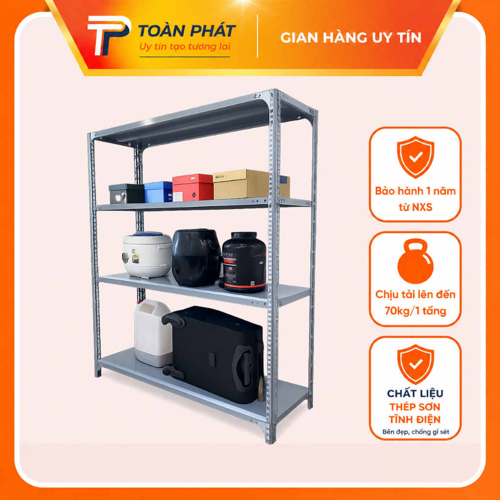 Kệ Sắt V Lỗ Dài 80cm x rộng 40cm x 2,3,4,5,6 Tầng Chịu Lực Cao - Kệ Nhà Kho, Cửa Hàng, Văn Phòng