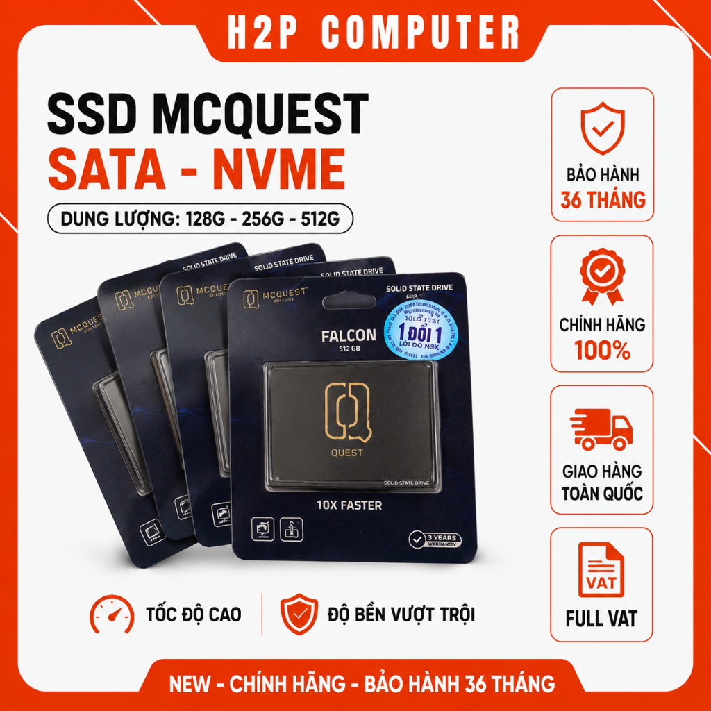 Ổ cứng SSD MCQuest chuẩn Sata - NVME đủ dung lượng 128G - 256G - 512G New Chính Hãng - BH 36 Tháng