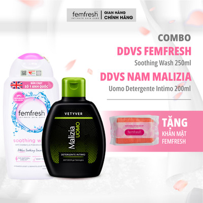 [MUA 2 TẶNG 1] Combo Dung Dịch Vệ Sinh Femfresh Soothing 250ml Và Dung Dịch Vệ Sinh Nam Malizia 200ml Cho Nam Và Nữ