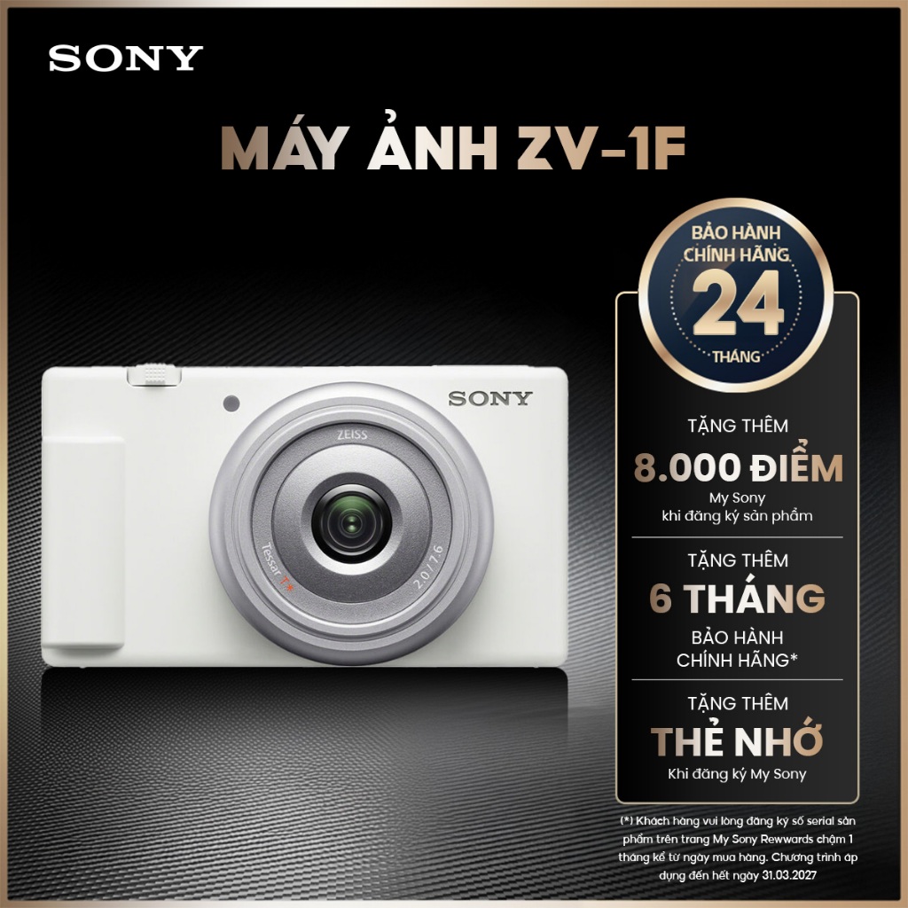 Máy ảnh vlog Sony ZV-1F cảm biến 1.0 inch 20.1MP cho hình ảnh chi tiết, ống kính 20mm góc siêu rộng q
