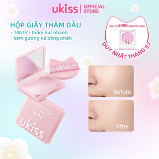 Giấy thấm dầu hương hoa hồng kèm gương + bông phấn và hộp đựng tiện dụng (100 tờ/hộp)