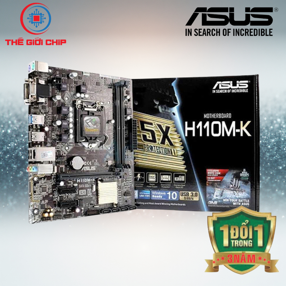 Mainboard ASUS H110M-K DDR4 | LGA 1151, mATX, 2 khe RAM l  Bảo hành 36 thánh bởi nhà cung cấp