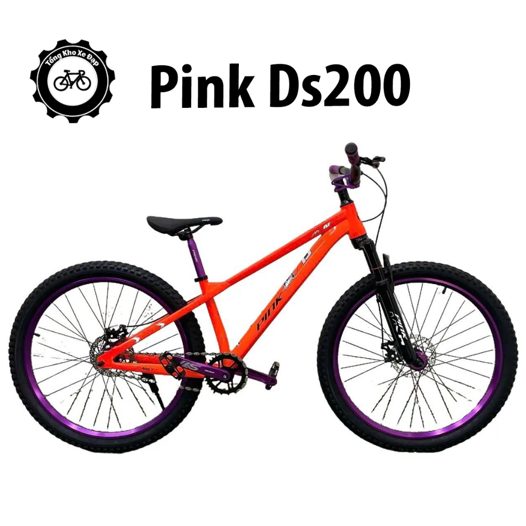 Xe MTB Dirt Jump PINK DS200 líp nổ to 1S bánh 26 inch #pink #ds200