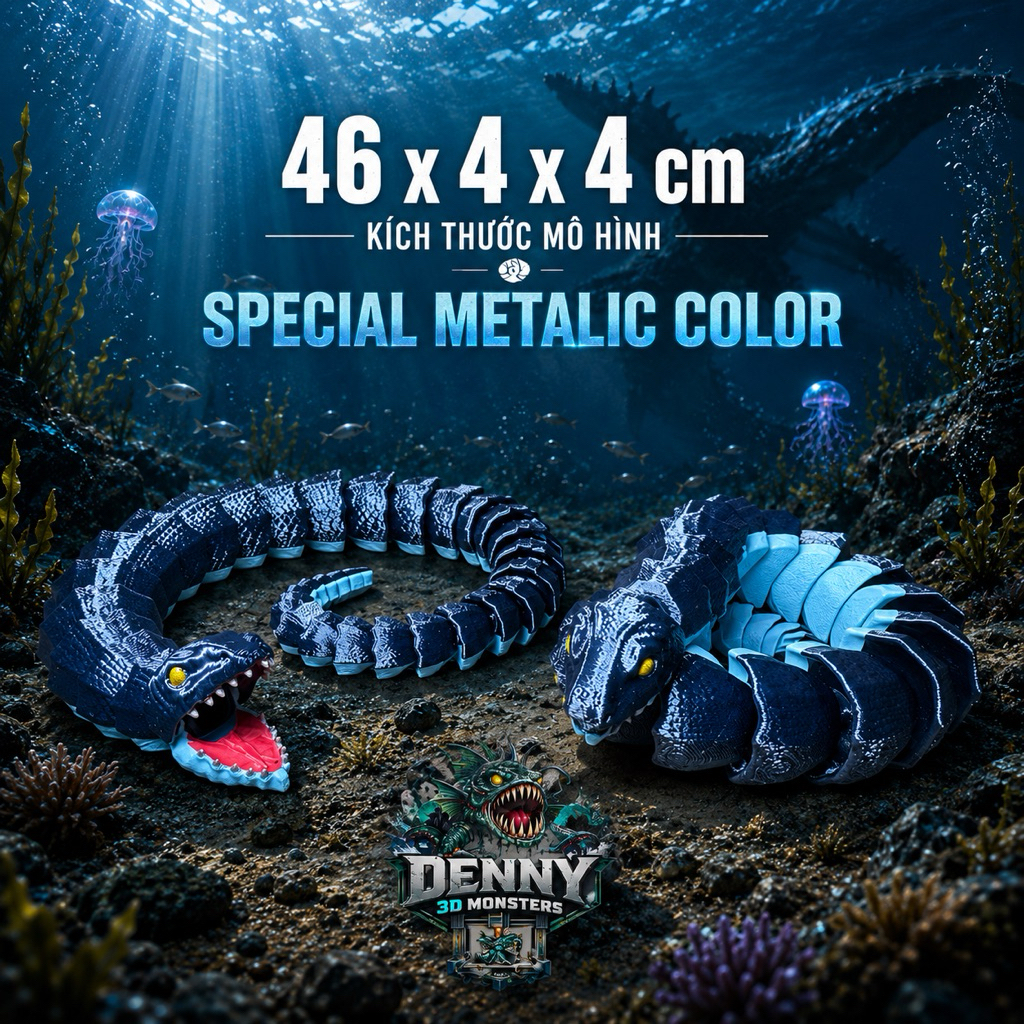 Đồ chơi quái vật lươn điện SCP-3000 sea beast in 3D có khớp chuyển động