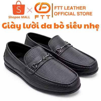 Giày lười da bò dập vân da voi cao cấp FTT Leather đế đi siêu nhẹ êm chân hạn chế trơn trượt FC007B5