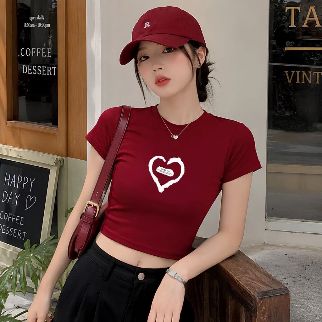 Áo croptop nữ ôm in hình chất cotton Loza G0112