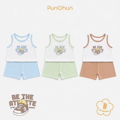 [PUNCHUN 6M-5Y] Bộ quần áo ba lỗ Punchun Cup shoes cho bé trai