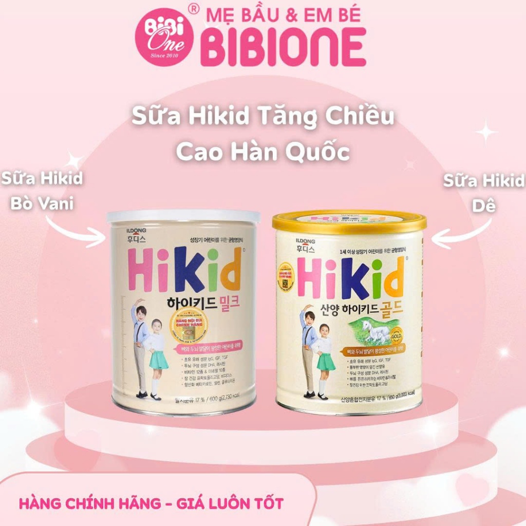 Sữa Hikid Tăng Chiều Cao Hàn Quốc Dê, Hikid Bò Vani