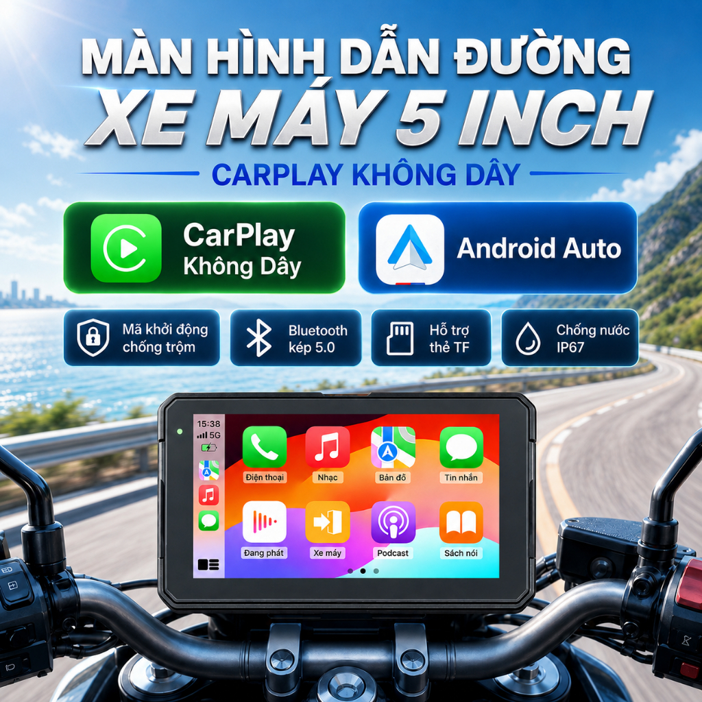 Màn hình CarPlay xe máy màn hình CarPlay 5 inch màn hình GPS xe máy màn hình dẫn đường xe máy màn hì