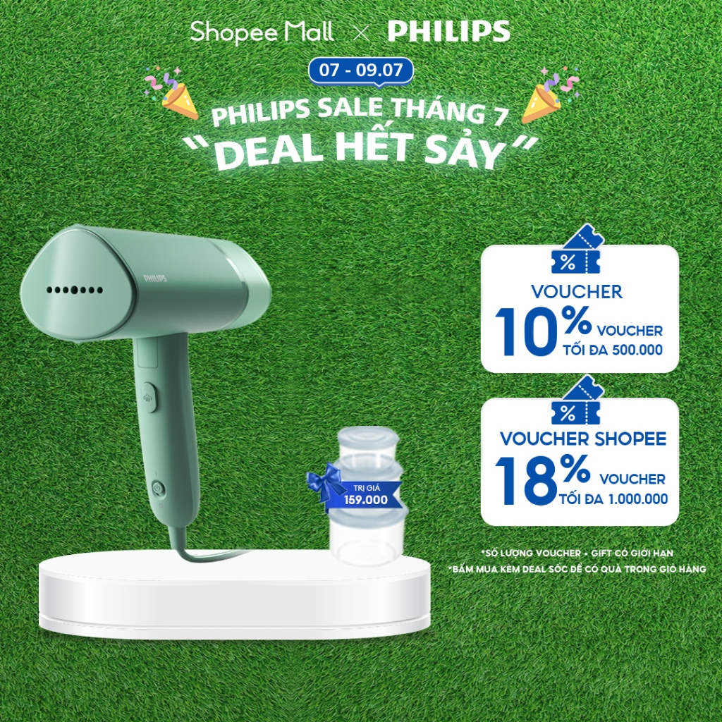 Bàn ủi hơi nước cầm tay Philips STH3010/70 - Xanh, Tím, 1000W, Dung lượng 100ml, Kích thước nhỏ gọn