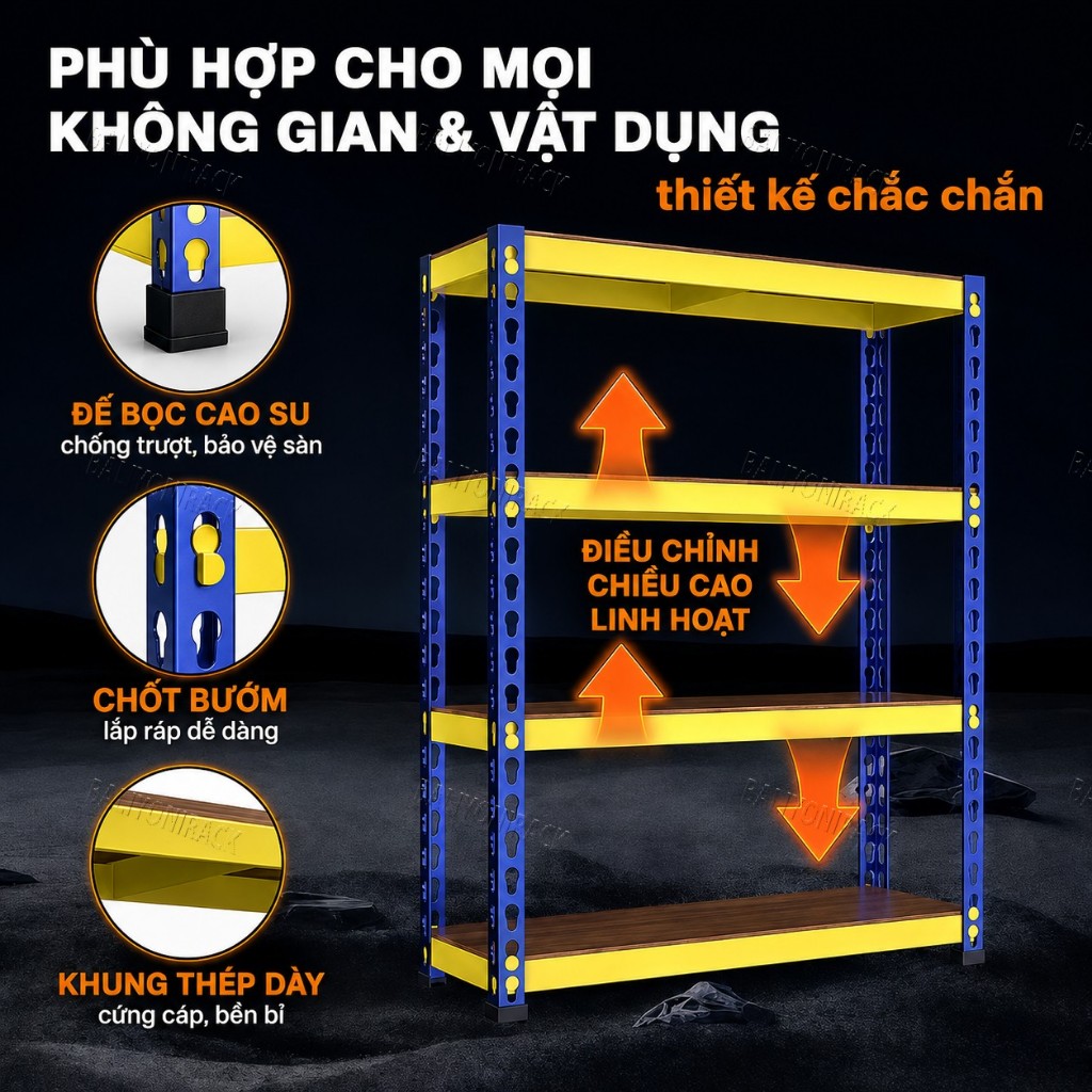 Bali Kệ Sắt Kệ Kho Chịu Tải Nặng 500kg Không Cần Ốc Vít Điều Chỉnh Chiều Cao Cho Garage Xưởng Ô Tô | BigBuy360 - bigbuy360.vn