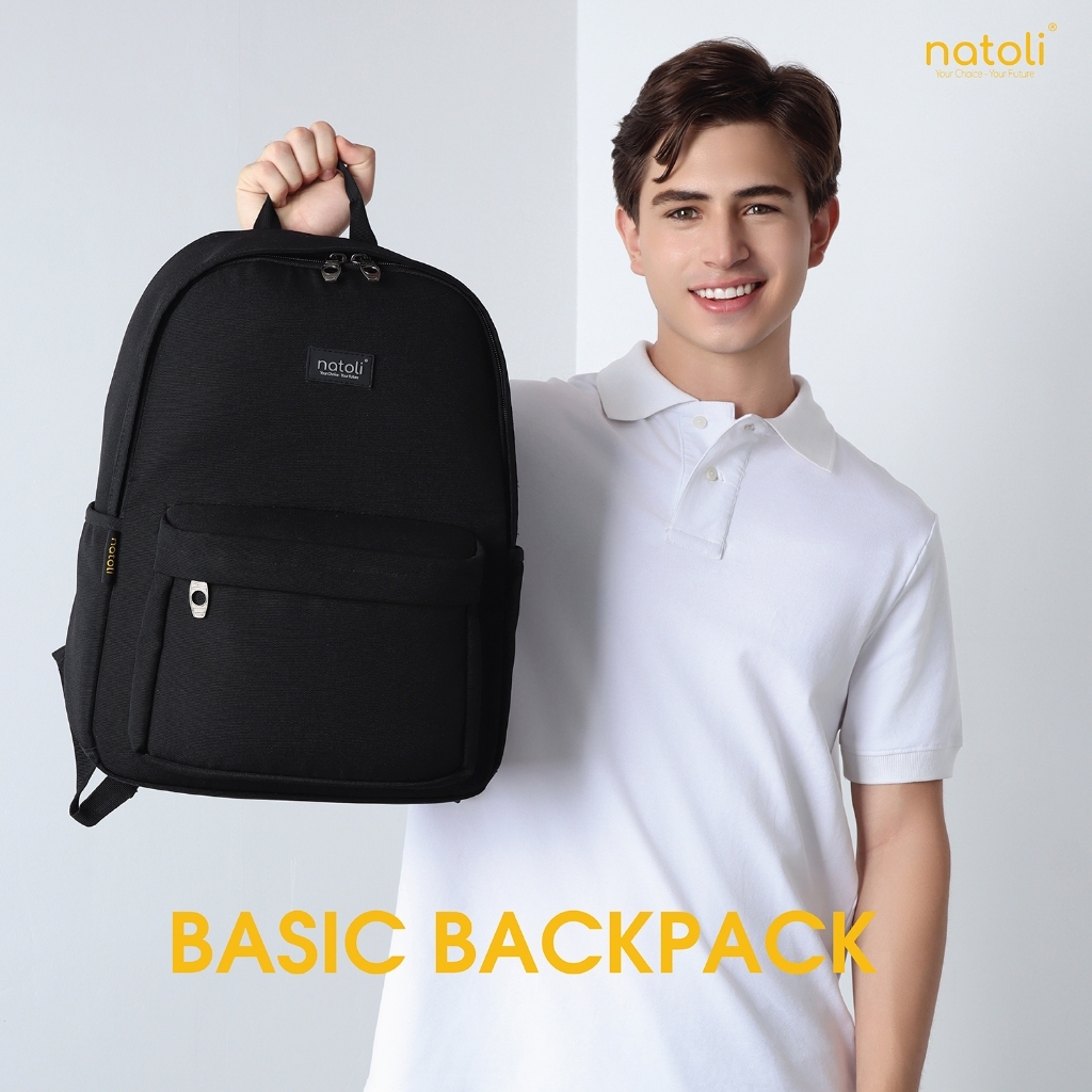 x NATOLI] Balo đi học nam nữ thương hiệu NATOLI nhiều ngăn chống nước tốt - Basic Backpack B2