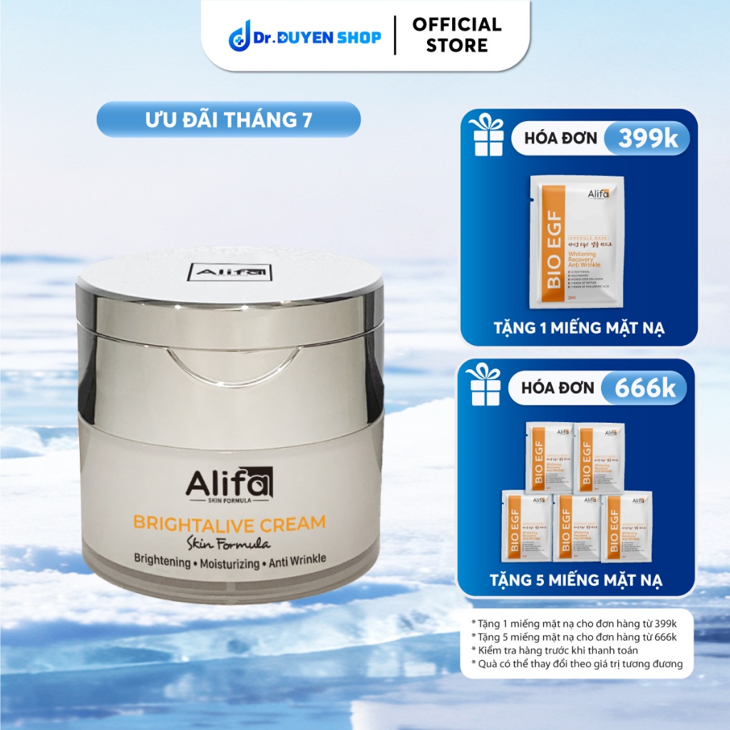 Kem dưỡng Brightalive Cream Alifa 50ml dưỡng ẩm, dưỡng trắng da, giảm thâm nám, trắng sáng da