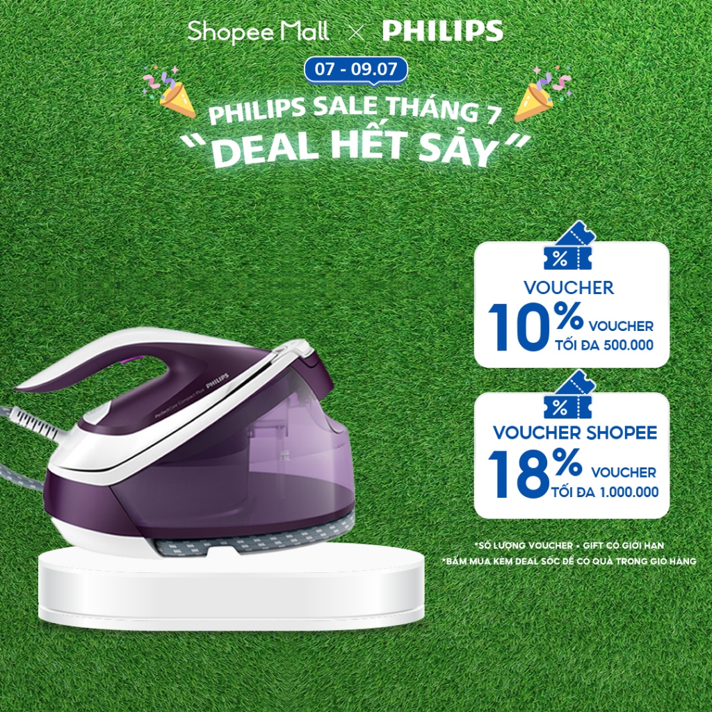Bàn ủi bộ tạo hơi nước PHILIPS GC7933 /30 ủi phẳng nhanh chóng - Hàng Chính Hãng