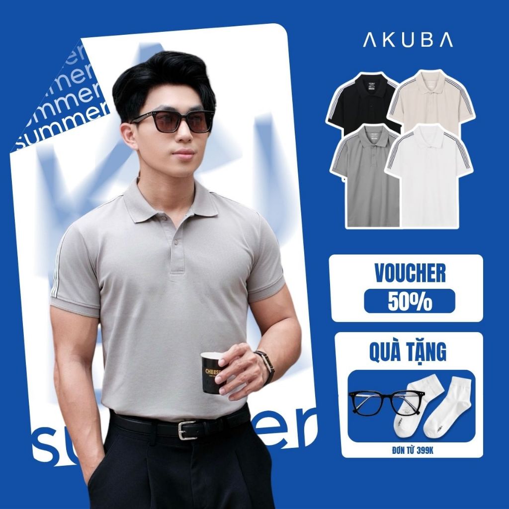 Áo Polo Nam AKUBA Da Cá Sấu Kép Slimfit – Polo Ôm Body Cao Cấp | EC01JP1266