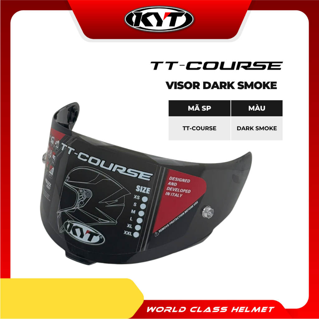 Kính Chắn Gió KYT TT Course Visor Dark Smoke - Kính Đen Khói Đậm Chính Hãng Cho Nón TT Course KYT
