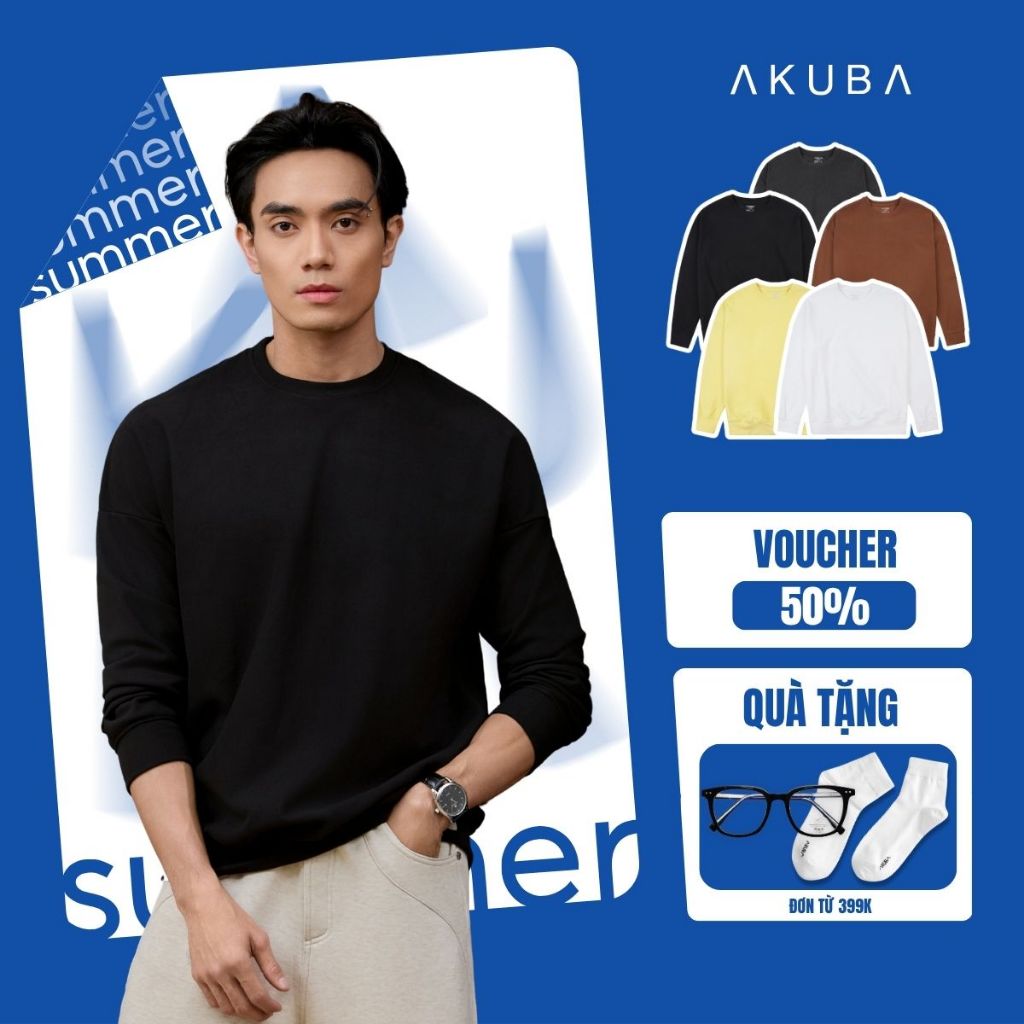 Áo Sweater Nam AKUBA Form Oversize  – Chất Nỉ Cao Cấp, Form Rộng Thoải Mái, Hiện Đại I EC01JP1499