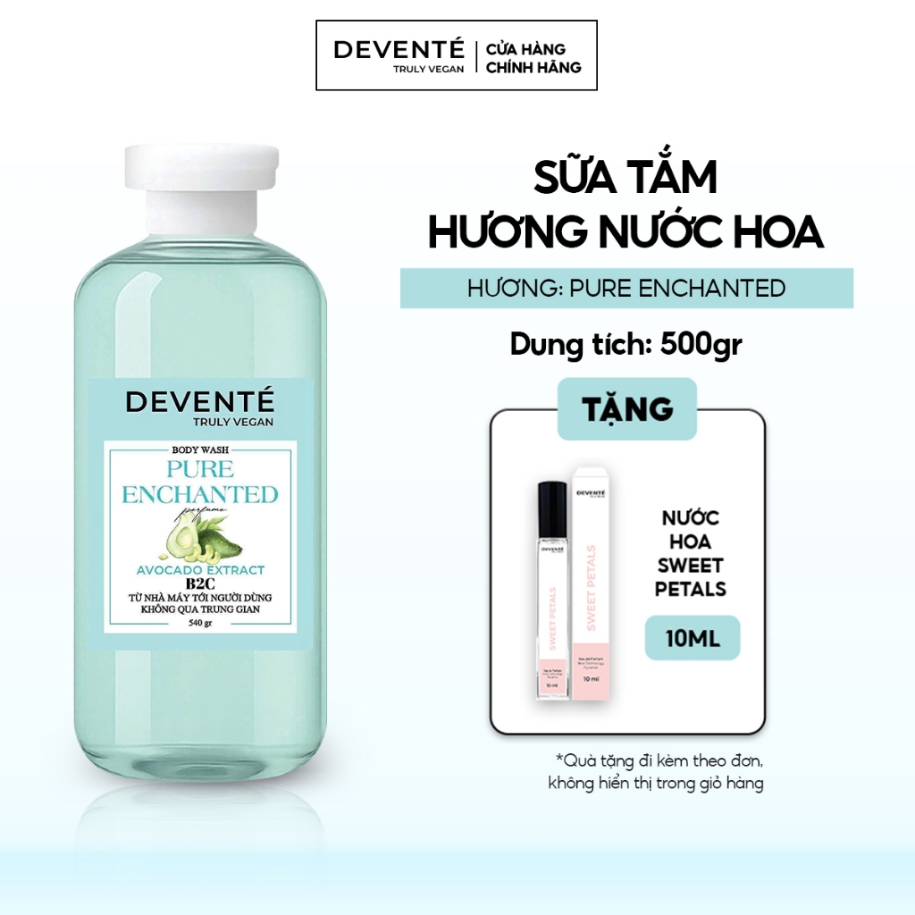 [NEW] Sữa Tắm Nước Hoa DEVENTE Hương Thơm Ngọt Ngào, Dưỡng Ẩm và Lưu Hương Lâu 540g