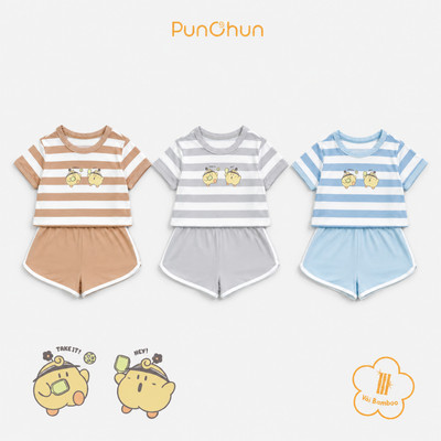 [PUNCHUN 6M-5Y] Bộ quần áo cộc cổ tròn Punchun Cup cho bé trai