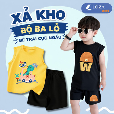 [XẢ KHO] Bộ ba lỗ cho bé trai nhiều mẫu lẻ size chất liệu cotton size từ 15-40kg - Quần áo trẻ em nam Loza Kids XABL01