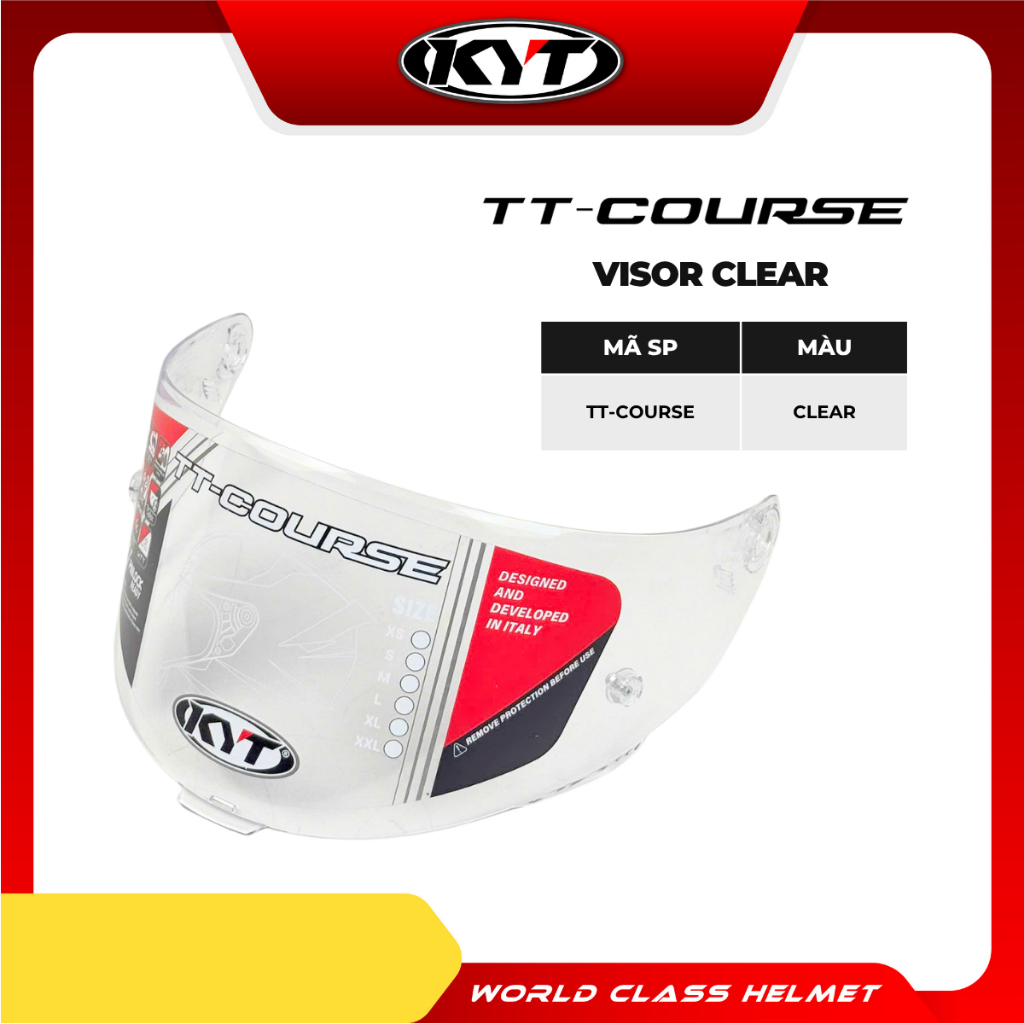 Kính Chắn Gió KYT TT Course Visor Clear - Kính Thay Thế Trong Suốt Chính Hãng Dành Cho Dòng Nón TT C