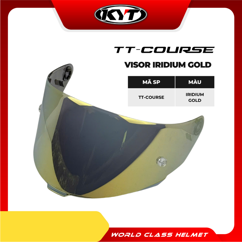 Kính Chắn Gió KYT TT Course Visor Iridium Gold – Visor Gương Vàng Chống Chói, Chống UV Cho Nón KYT T