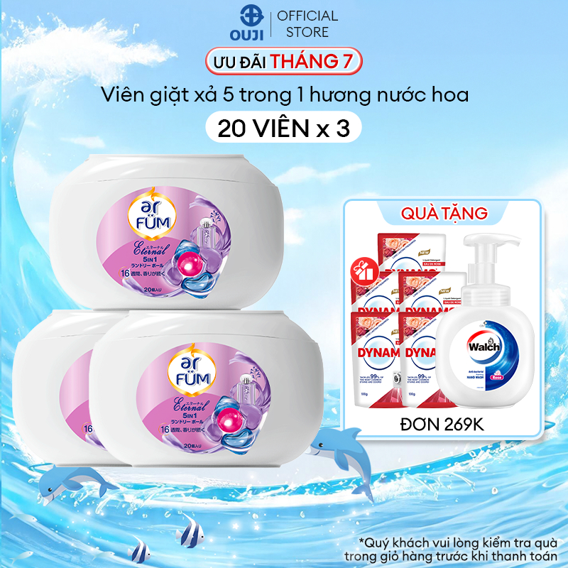 Combo 3 Hộp Viên giặt Quần áo arFUM 5 trong 1 tinh dầu nước hoa - (Hộp 20 viên)