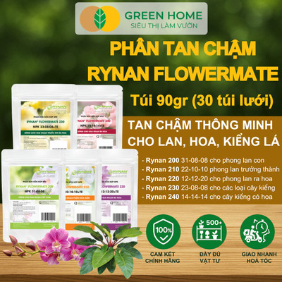 Phân Bón Thông Minh Rynan GreenHome, Túi 90gr, Giải Pháp Dinh Dưỡng Tan Chậm Cho Lan Và Cây Cảnh