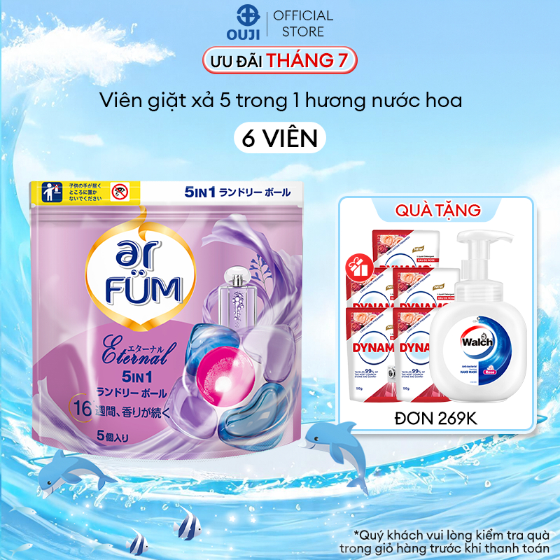 [TÚI TRẢI NGHIỆM] Viên giặt xả arFUM 5in1 hương tinh dầu nước hoa mềm vải bền màu quần áo