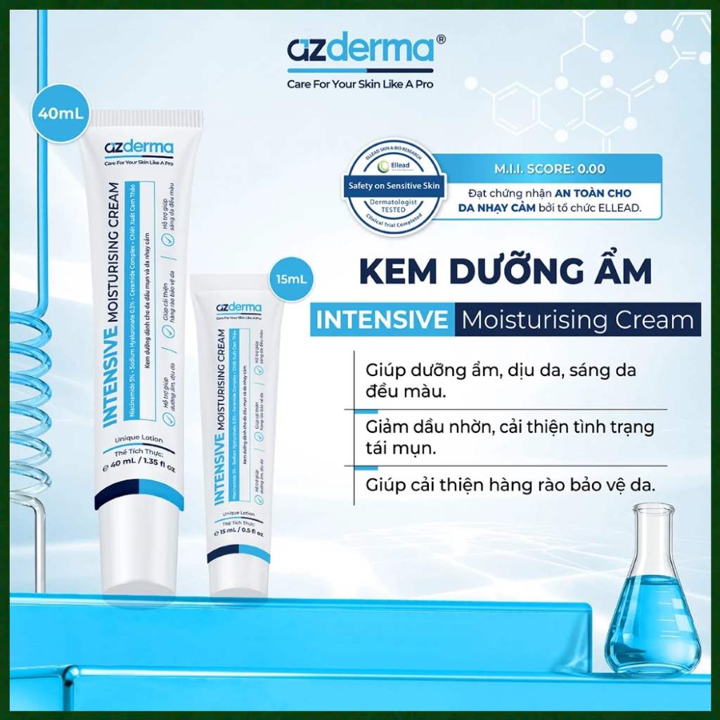 Kem dưỡng ẩm cải thiện hàng rào da Intensive Moisturising Cream Azderma 40ml