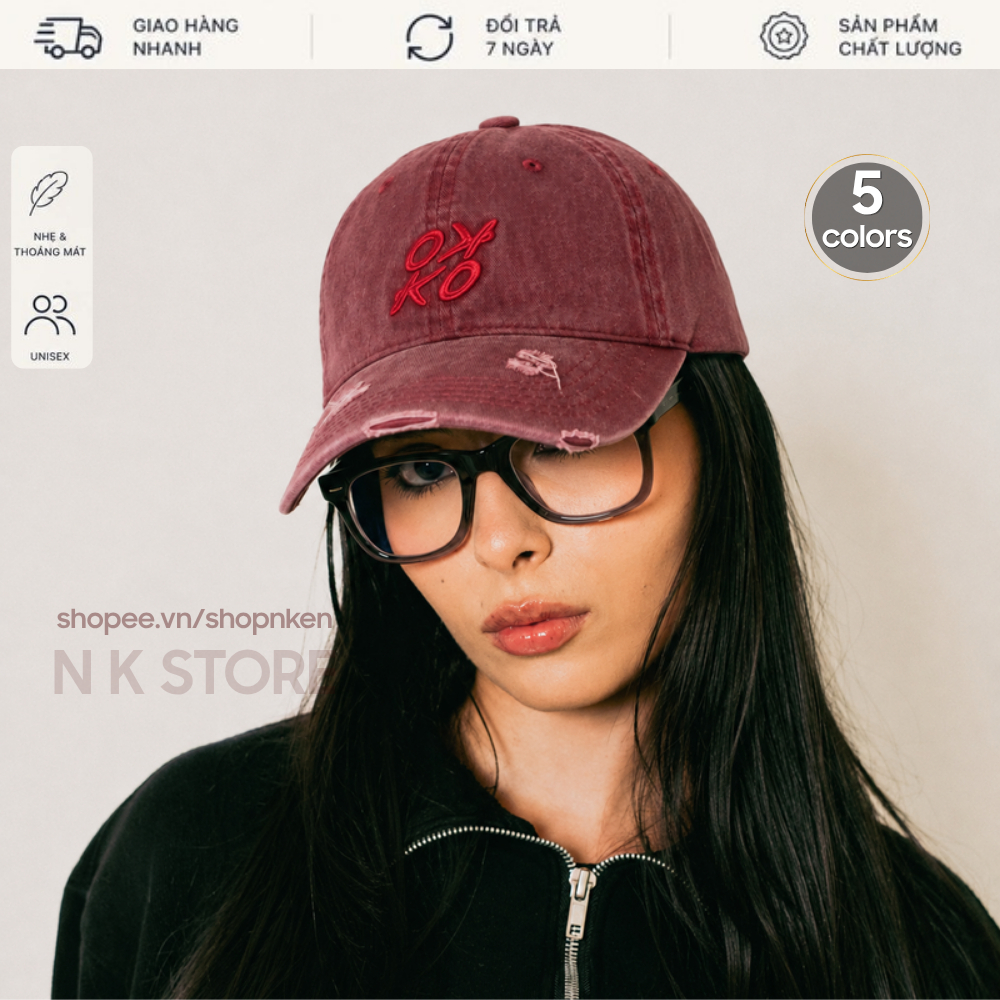 Mũ NK STORE OKKO Wax Rách, Nón Lưỡi Trai Vintage Unisex Form Đẹp