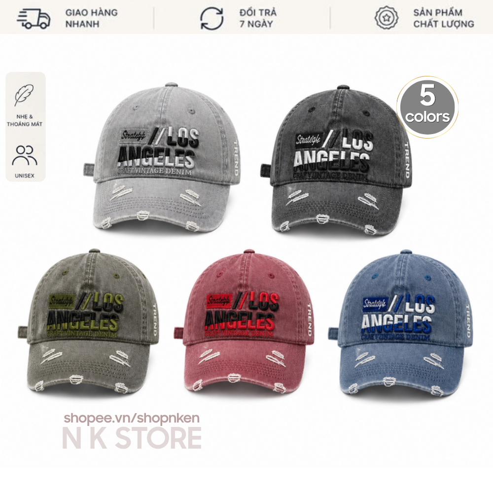 Mũ NK STORE Wax Los Angeles Phối Màu Chữ Thêu, Nón Lưỡi Trai Vintage