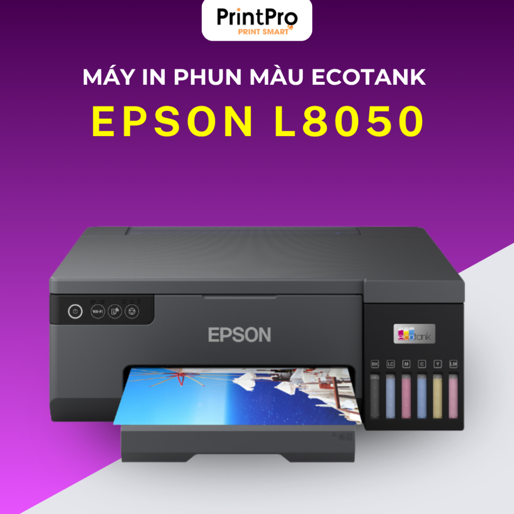 Máy in màu EPSON Ecotank L8050 - Hàng chính hãng - Bao gồm mực chính hãng