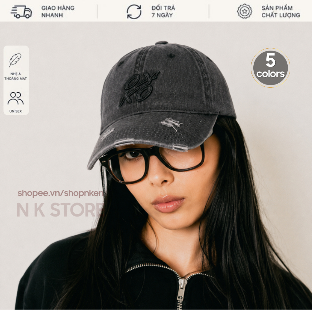 Mũ DEON HAT OKKO Wax Rách, Nón Lưỡi Trai Vintage Unisex Form Đẹp Phong Cách Streetwear