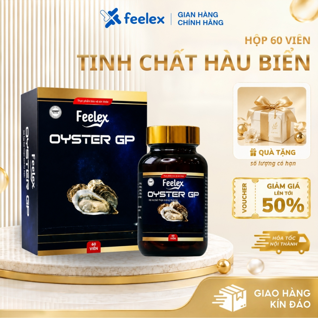 Tinh chất Hàu Feelex Oyster GP chiết xuất thịt hàu bổ sung kẽm tăng cường sức khỏe sinh lý 60 viên