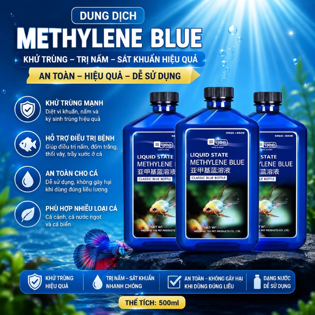(235ml chiết)Xanh Methylene Blue  Xanh Methylene blue Các Bệnh Ngoài Da Như Nấm Trắng,Ký Sinh Trùng,
