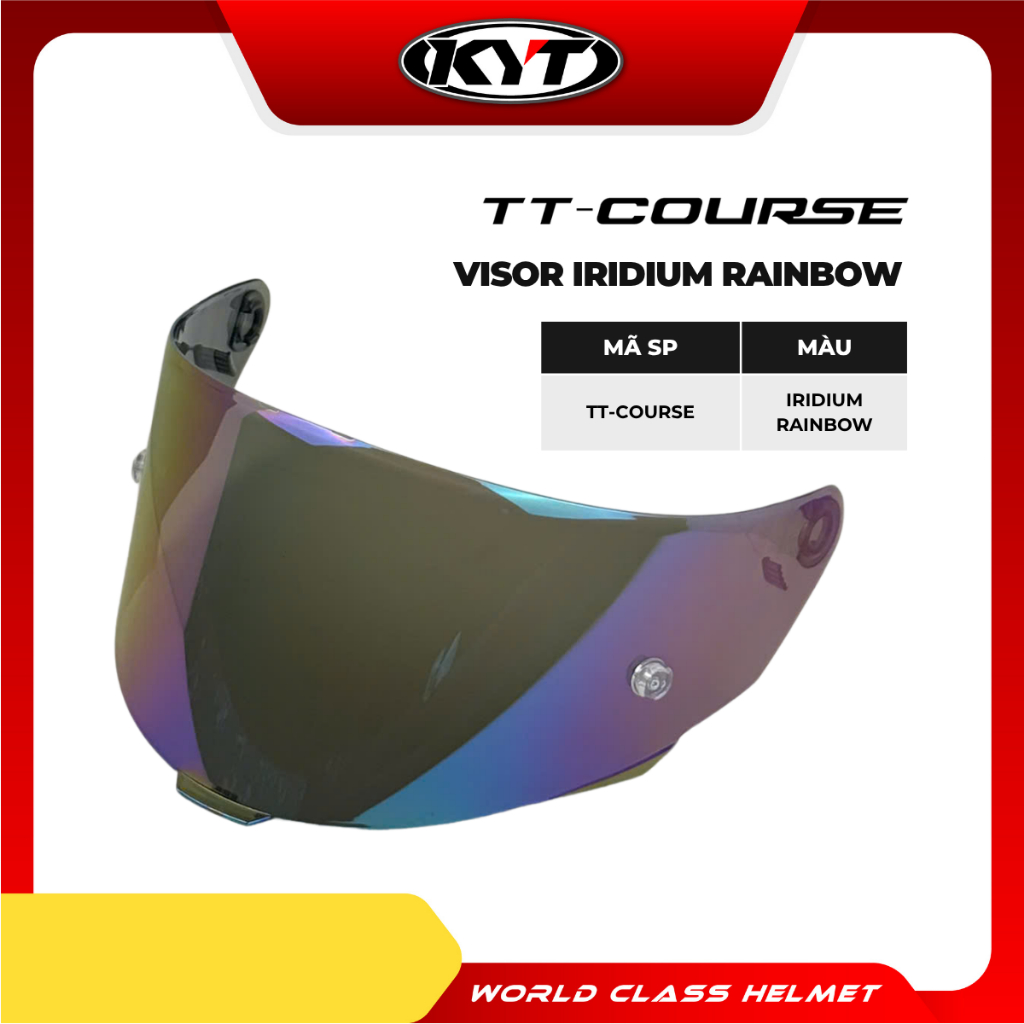 Kính Chắn Gió KYT TT-Course Flat Visor Iridium Rainbow – Kính 7 Màu Chống Chói Cho Dòng Nón KYT TT-C