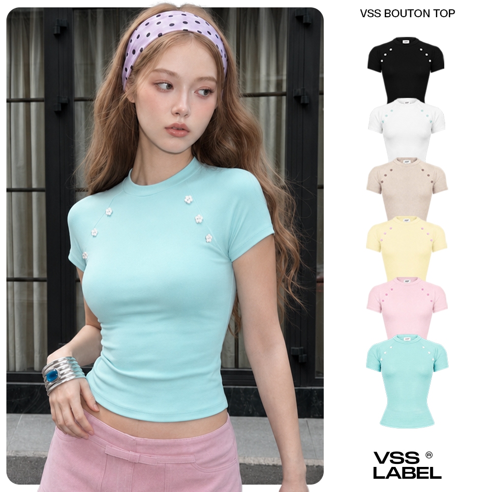 Áo Thun Dáng Ôm Body Nữ VSS Vải Cotton Co Giãn Mềm Mại Thoáng Mát Đính Nút Chiết Eo - ATN01