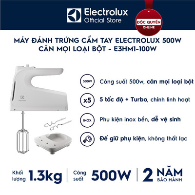 [Mới] Máy đánh trứng cầm tay Electrolux UltimateTaste 300 E3HM1-100W - Công suất 500W, 5 tốc độ