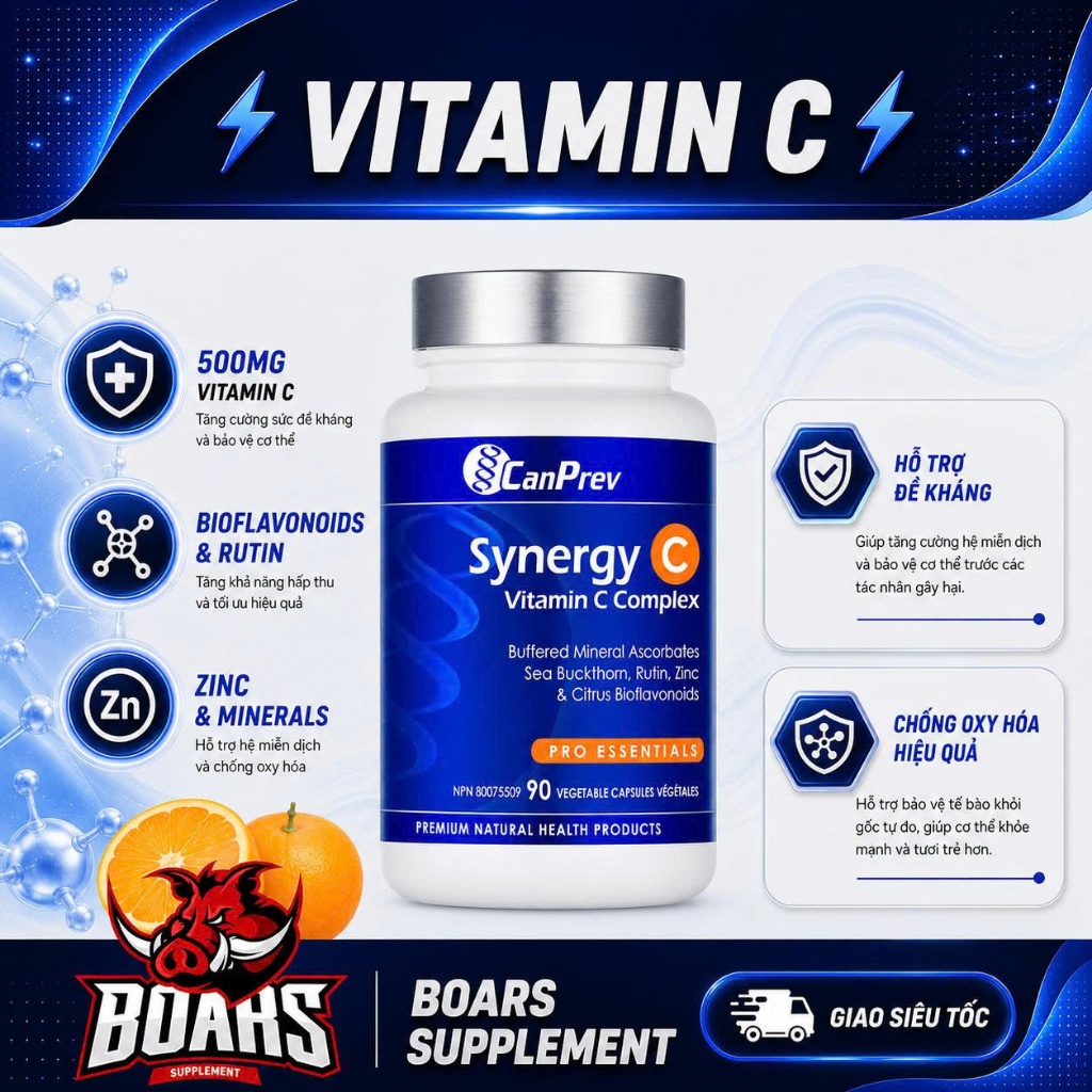 CanPrev Synergy C Vitamin C Complex Viên Uống Bổ Sung Vitamin C