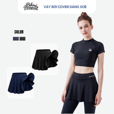 Quần bơi nữ (KHÔNG KÈM QUẦN TRONG) kiểu váy cover đi biển - Bikini Passport - BSV005_BL