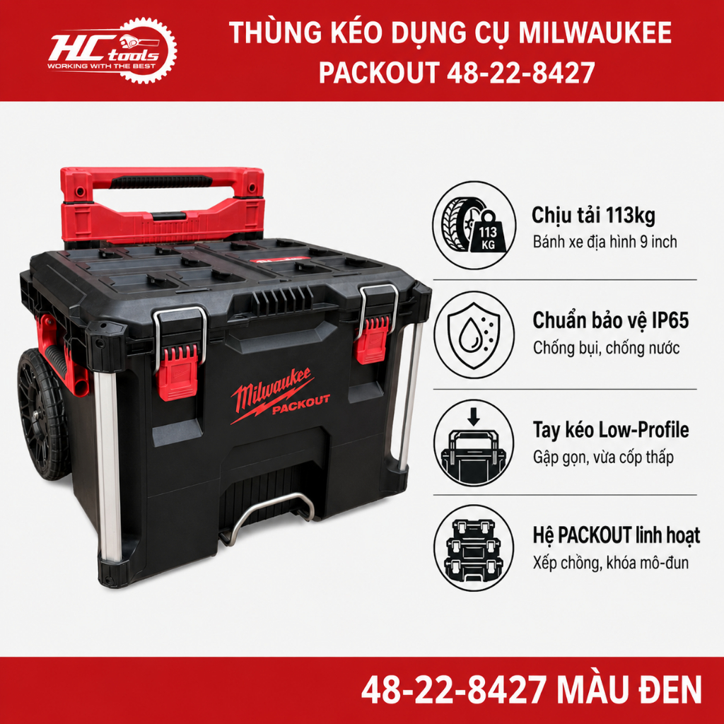 Thùng Kéo Dụng Cụ Milwaukee PACKOUT 48-22-8427 Màu Đen (4932464078) - HCTools