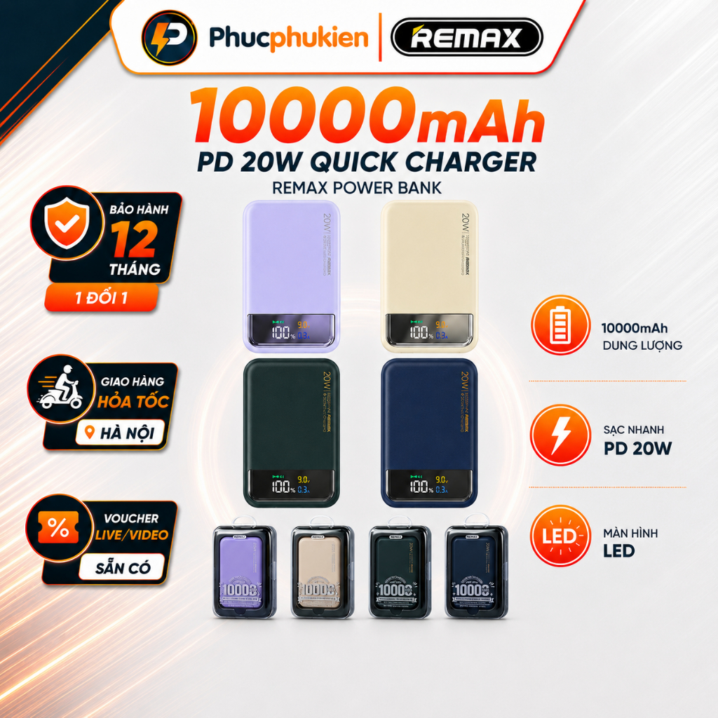 Remax RPP 525 - Sạc dự phòng không dây 10000mah sạc m4gsafe cho 12 đến 16 series - Phúc Phụ Kiện