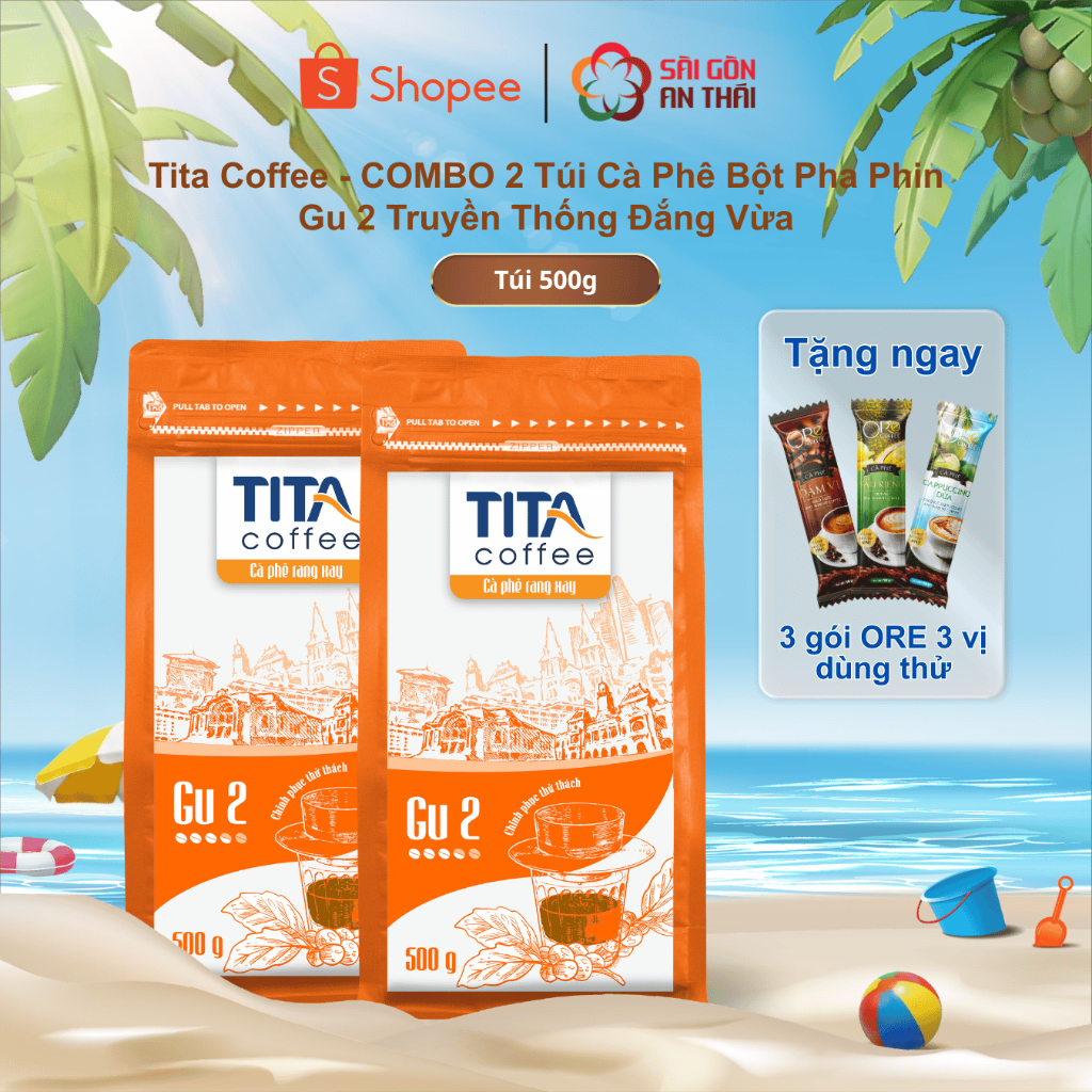 [COMBO 2 TÚI] Tita Coffee - Tita Cà Phê Gu 2 - 500gr Gu Truyền Thống Đắng Vừa Chuẩn Vị Quán
