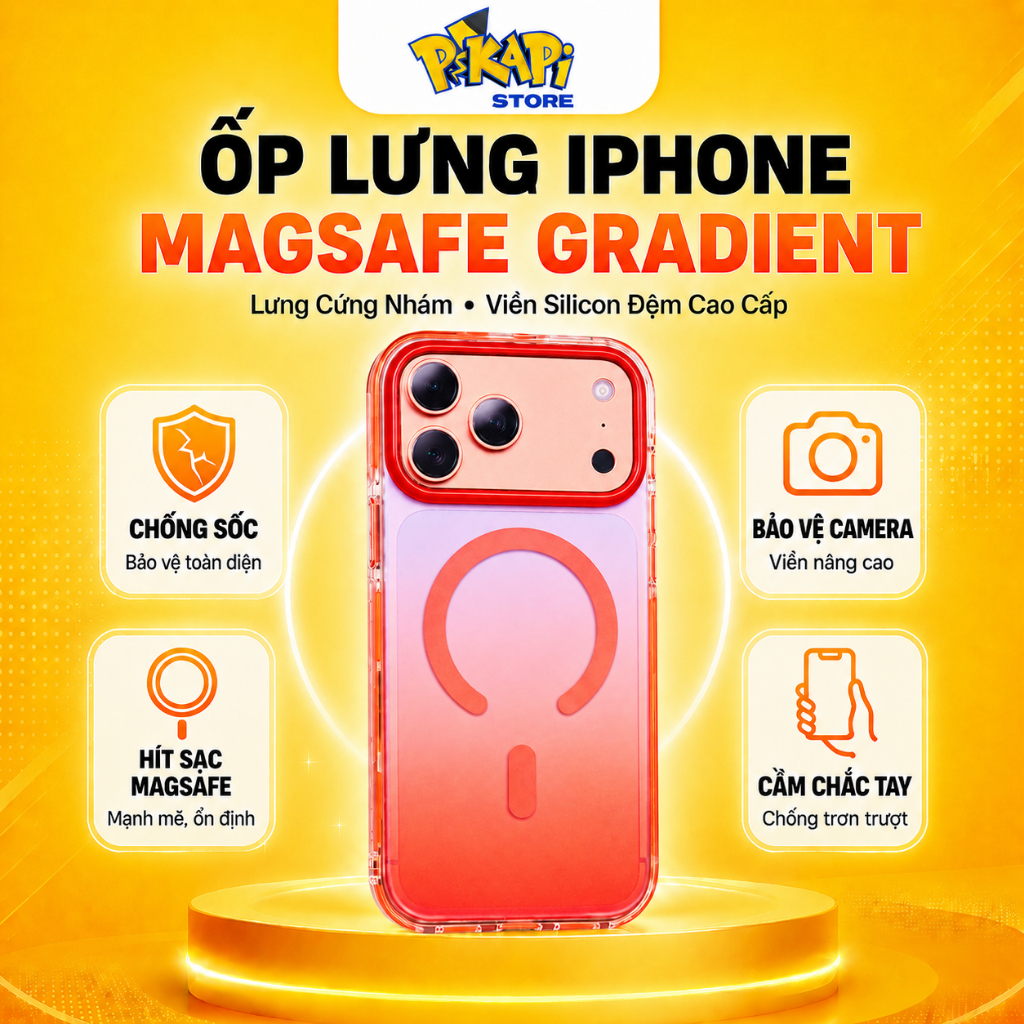 Ốp Lưng dành cho iPhone Luxury Từ Tính Gradient Chống Sốc Pikapi Store - Bảo Vệ Camera Toàn Diện