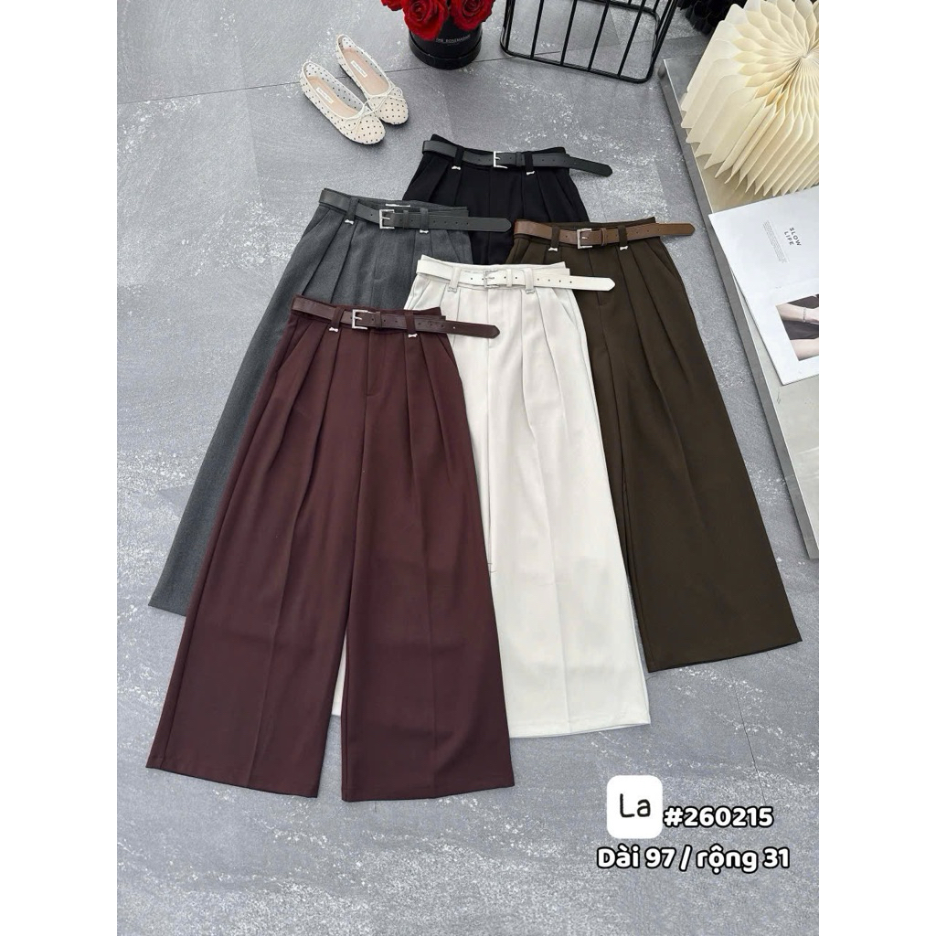 Quần suông nữ 2ly đai lưng bản to #260215 QCCC chất mặc quanh năm d97,r31