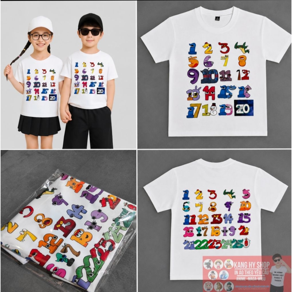 Áo Thun In Hình Alphabet New Number lore 1-20 dành cho bé trai bé gái yêu thích F1020